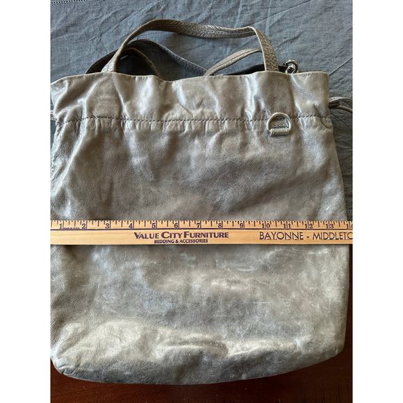 MICHAEL KORS Metallic LEATHER bag Drawstring HOBO bucket taupe chain shoulder - Picture 2 of 16